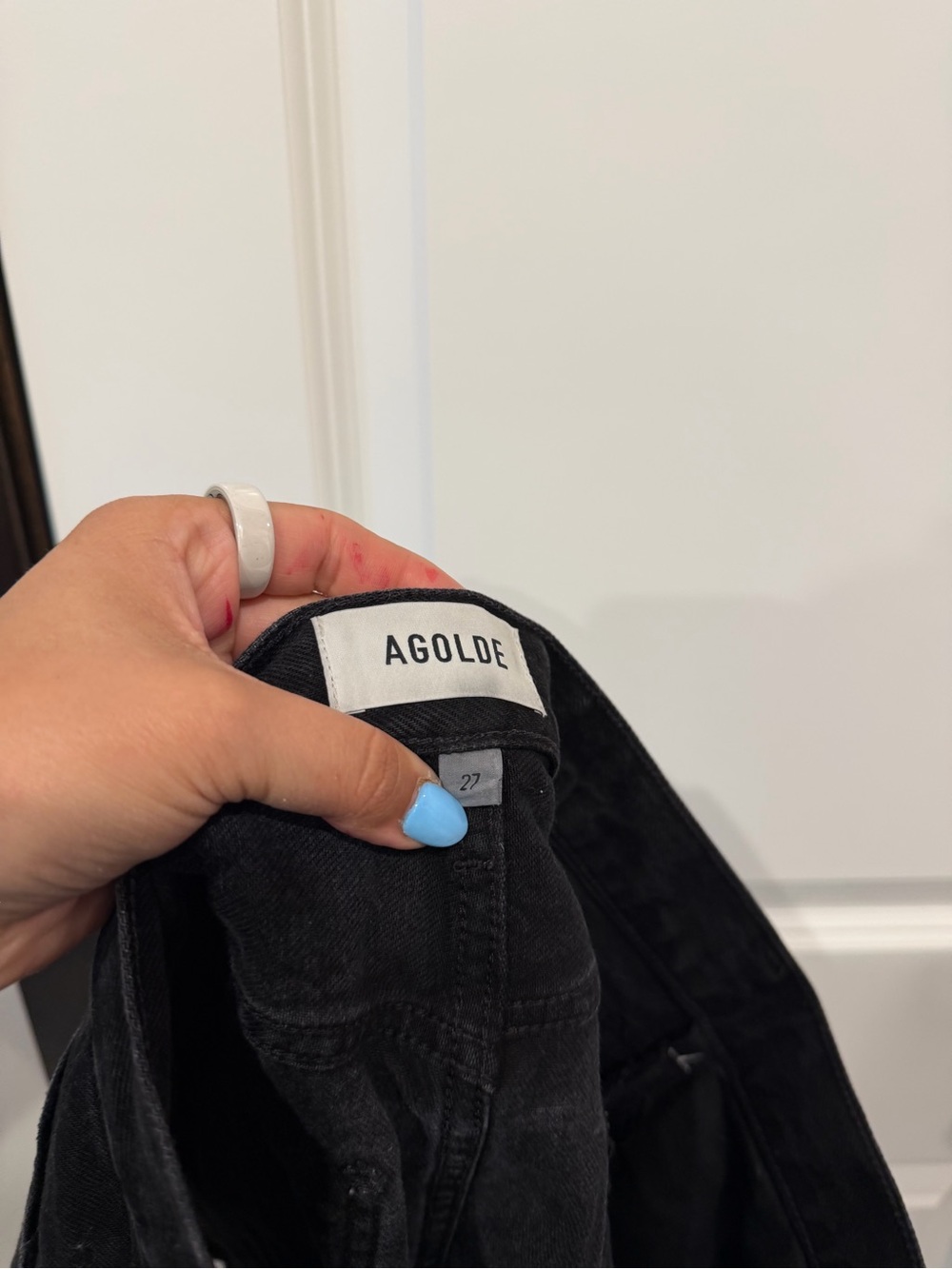 Agolde Black High-Rise Button-Front Denim Shorts - Picture 2 of 3
